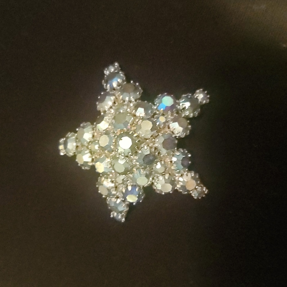 Vintage Emmons Blue Rhinestone Star Silver Tone Brooch/Pin - Signed